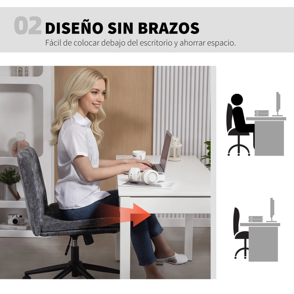 Sedia da Ufficio con Seduta Larga ¨C Zephmum ¨C Grigio, Tessuto, 65x65x110