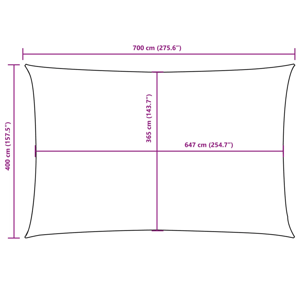 Parasole a Vela Oxford Rettangolare 4x7 m Antracite