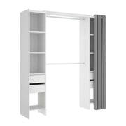 Guardaroba Era, Struttura per cabina armadio, Mobile appendiabiti aperto, 180x50h205 cm, Bianco e Grigio