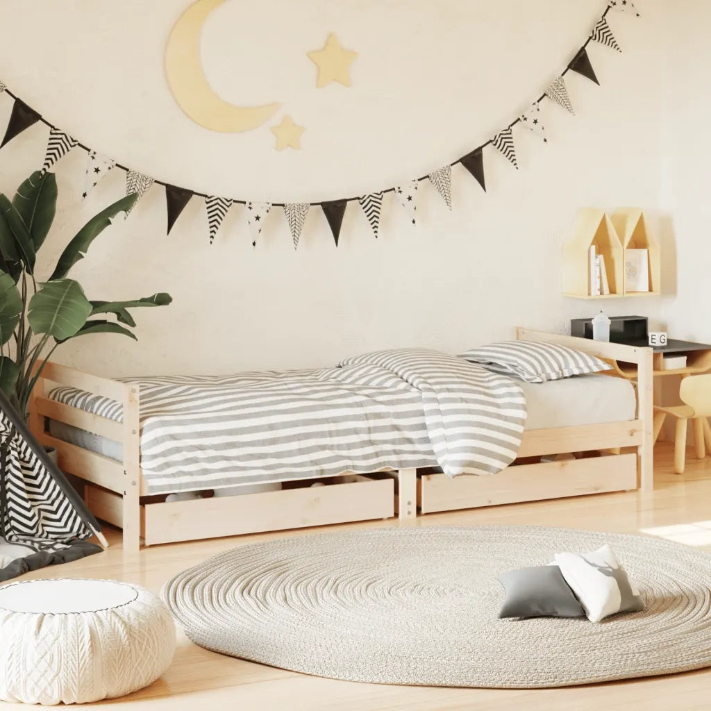 Giroletto Bambini | Letto Infantile | Lettino con Cassetti 80x200 cm Legno Massello di Pino