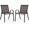 Set di 2/4 Sedie da Giardino, Poltrone in Tessuto Textilene per Esterno, Sedie Impilabili con Gambe in Metallo, Portata 150 kg, 56 x 70 x 84 cm (Marrone,2)