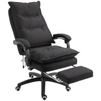 Sedia da Ufficio ad Altezza Regolabile con 6 Punti Massaggianti, in Tessuto Effetto Lino, 70x62x120-130 cm, Nero