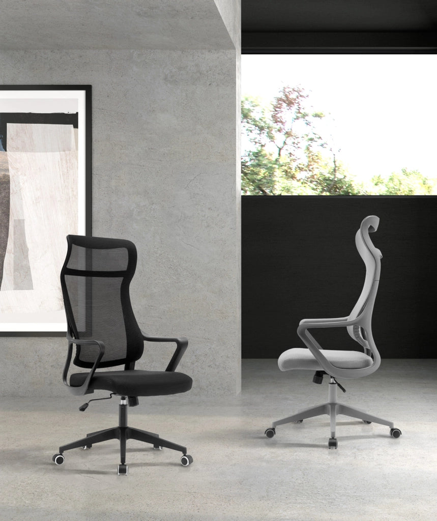 Sedia studio Hispanohogar altezza regolabile in tessuto gris 127x67x69