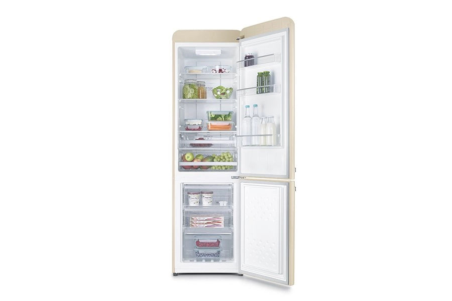 Severin frigorifero congelatore combinato total nofrost, posa libera, larghezza 54 cm, 250 l, classe e, veggibox inclusa, retrò, crema, rkg 8929 [classe di efficienza energetica e]