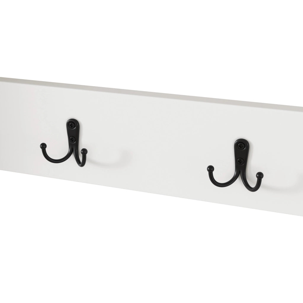 Appendiabiti con scarpiera a 3 ripiani; 8 ganci; 70x25x165 cm; in truciolare bianco