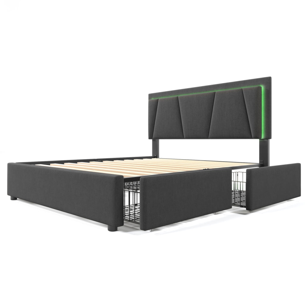 letto imbottito legno grigio 140x200 cm