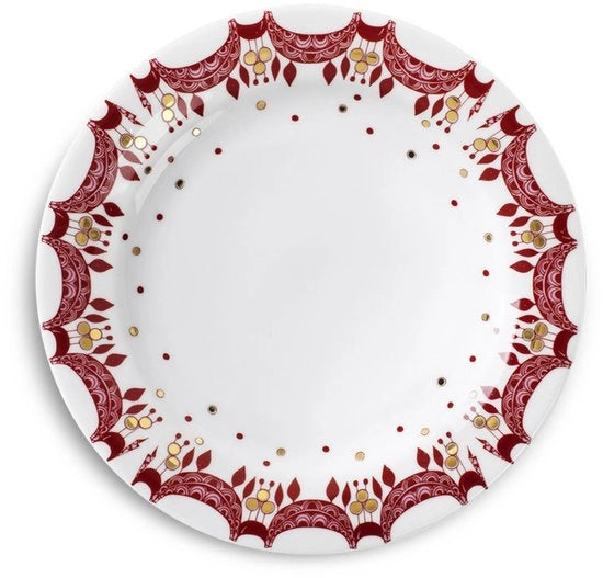 Tavolo di Natale a forma di fiore Ø20 cm con decorazioni manufatte a mano, rosso