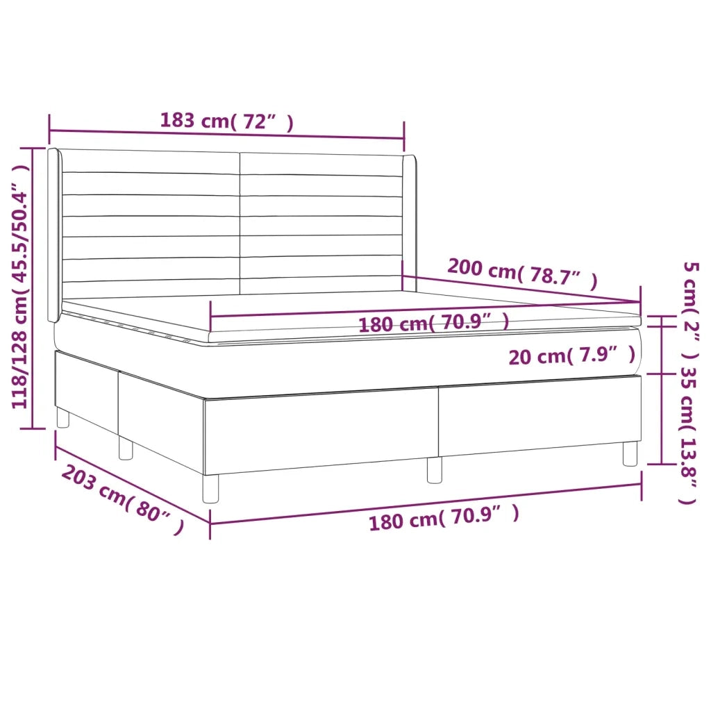 Letto a Molle Materasso e LED Grigio Chiaro 180x200 cm Tessuto cod mxl 62665