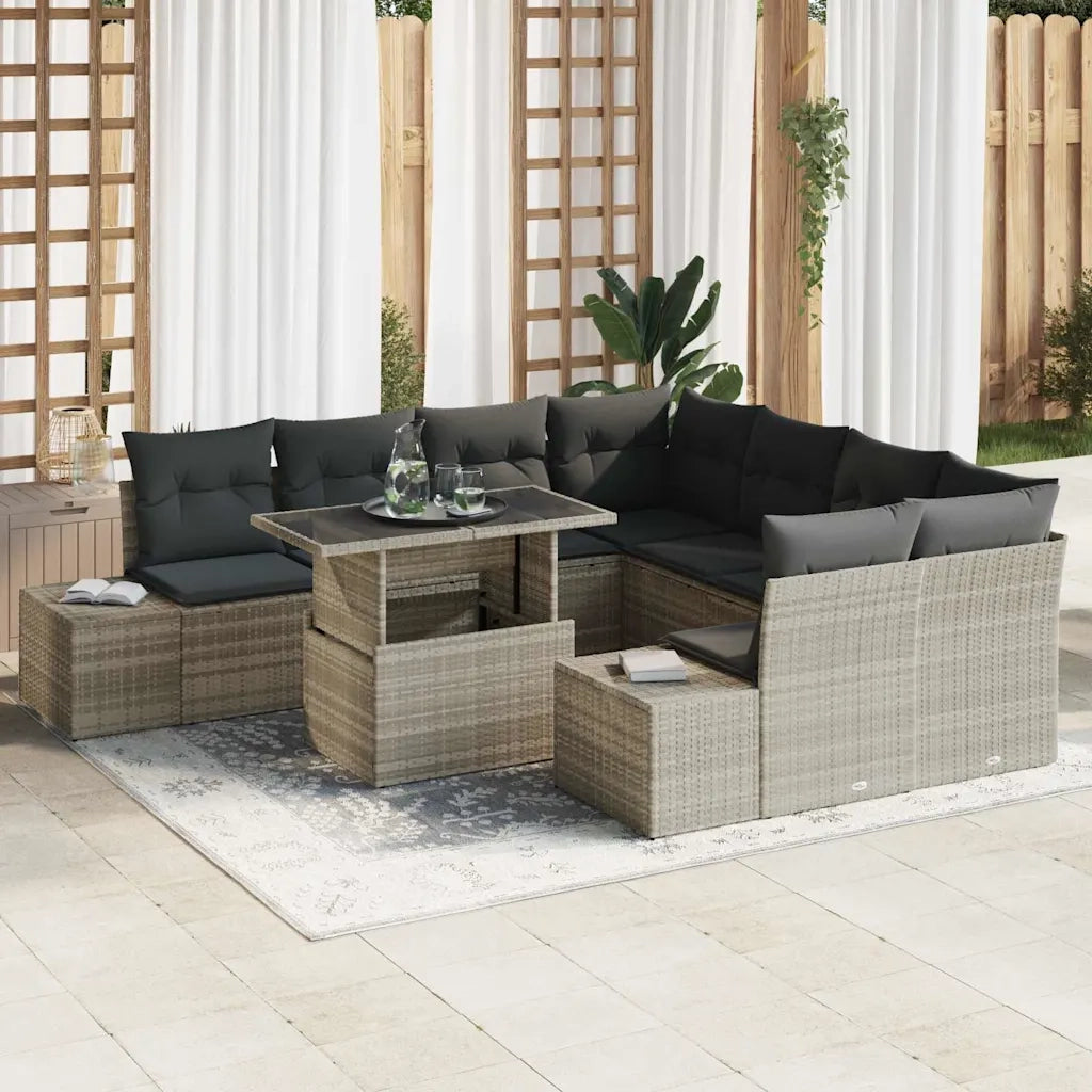 Set Divano da Giardino 9 pcs Grigio chiaro e grigio scuro 3357895