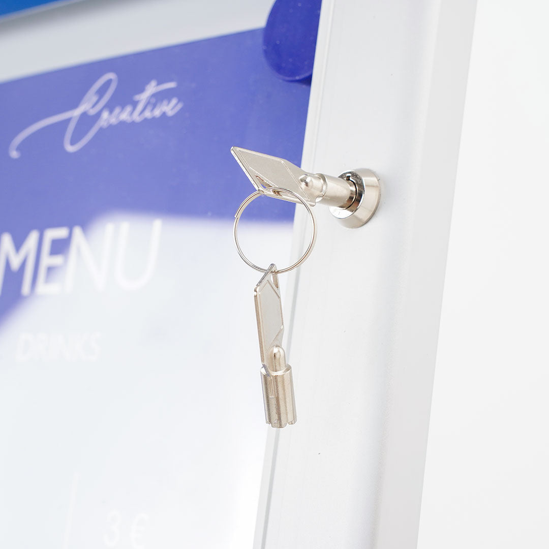 Espositore a Leggio con Piantana 51,4x79 cm in Alluminio con Led Porta Menù Silver