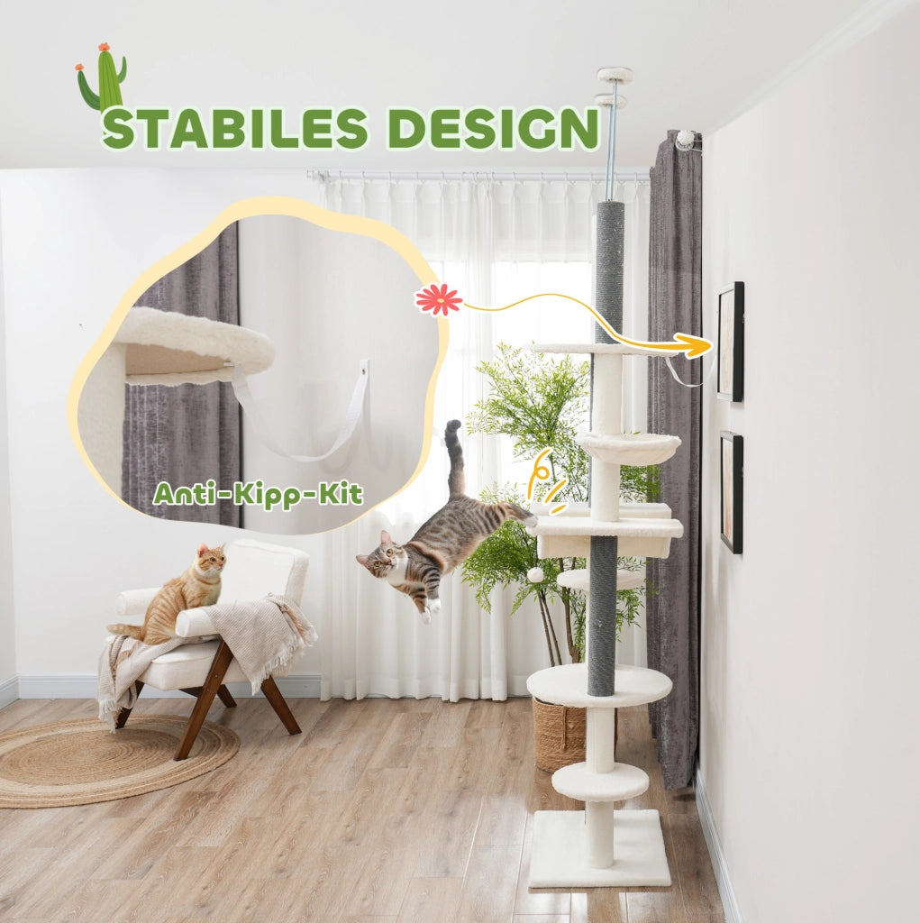 Tiragraffi da soffitto regolabile 225-255 cm bianco