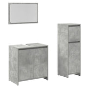 Set Mobili da Bagno | Armadio da bagno 3 pz Grigio Cemento in Legno Multistrato