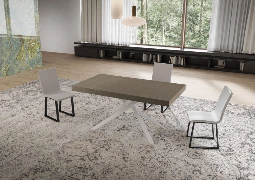 Tavolo Allungabile 160/420x90 cm Niket Tortora Gambe Bianche