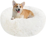 Cuscino per Cani e Gatti Ronde Piuma Plush Donut Morbido Cuscino per Cani e Gatti Lavabile Dimensioni S/M/L/XL/XXL per Piccoli, Medi e Grandi Cani, Gatti e Altri Animali domestici (XXL-70cm, Bianco)
