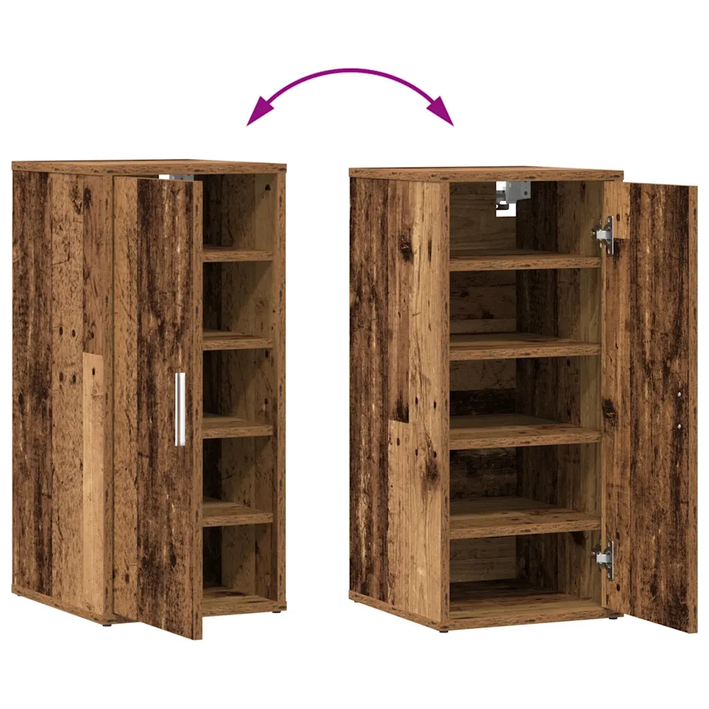 Scarpiere 2 pz-Set di 2 Scaffale per scarpe Legno Antico 32x35x70 cm in Legno Multistrato 636736