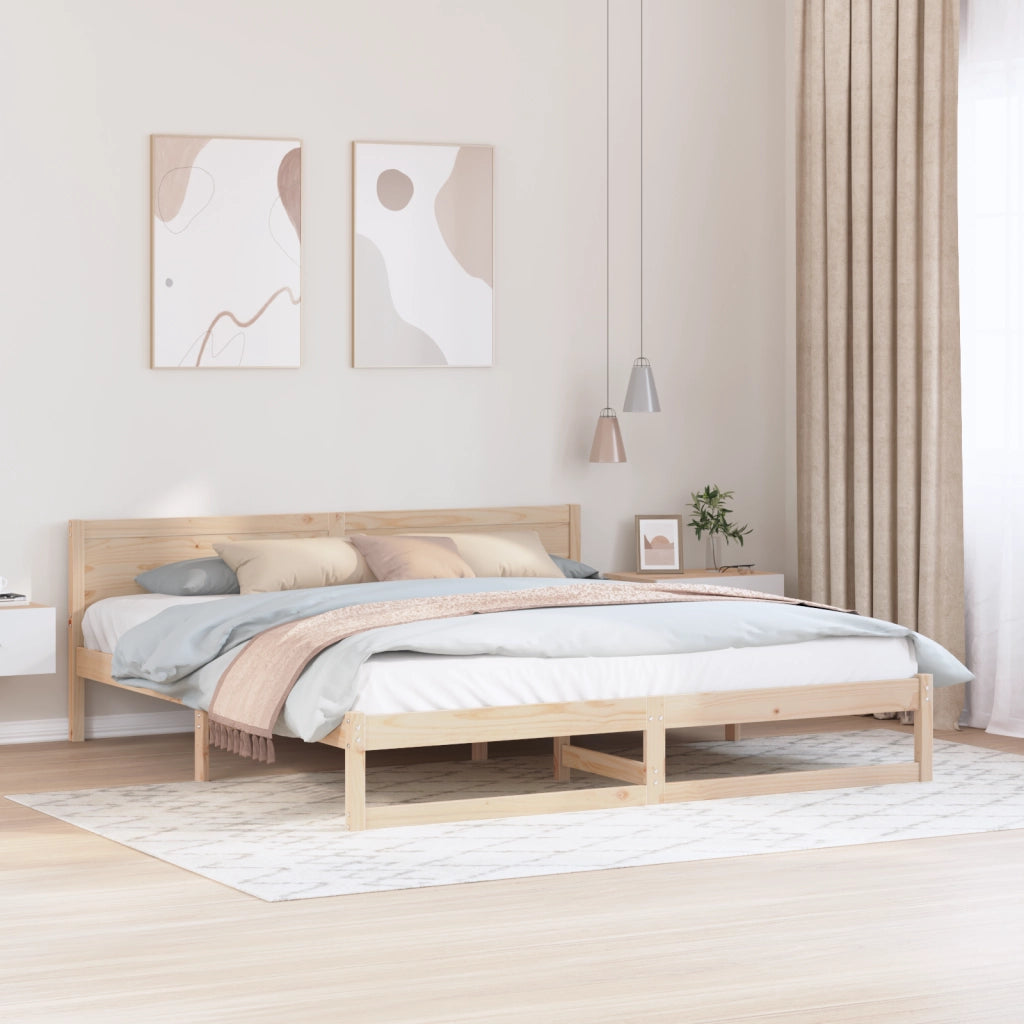 Struttura Letto Legno Naturale Legno Massello di Pino 180 x 200 cm