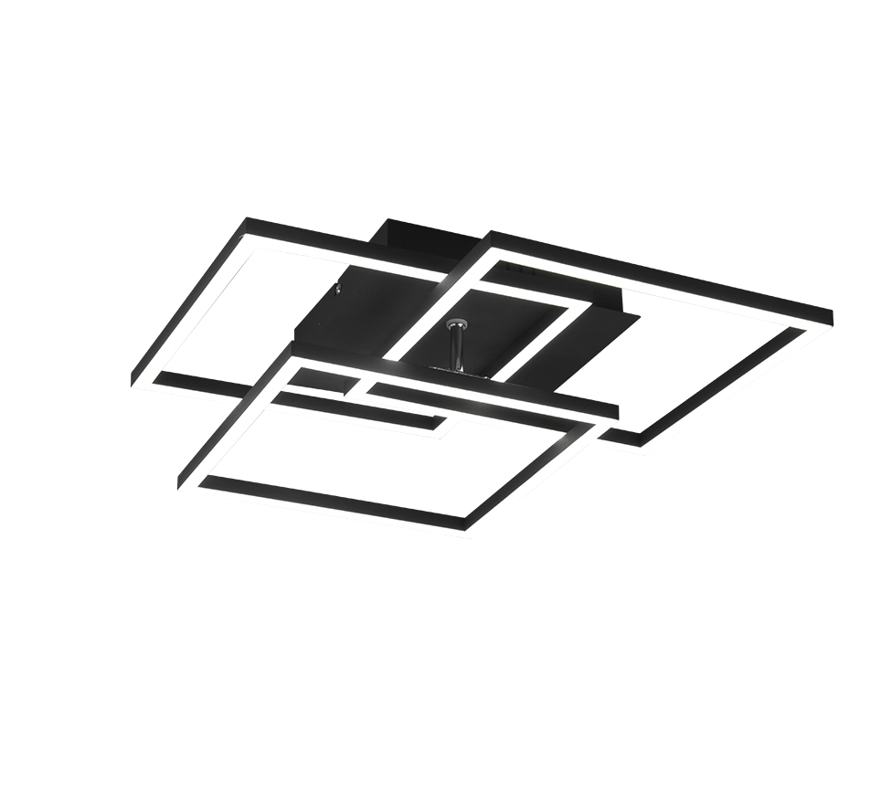 Plafoniera LED 3 quadrati, metallo, nero, L 39 cm, Mobile