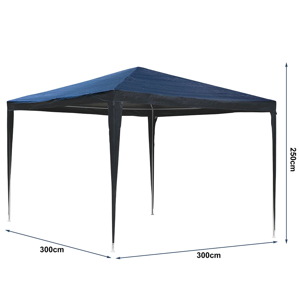 Gazebo Giardino 3x3mt Metallo Telo Impermeabile Blu Terrazzo Stand Fiera Blu