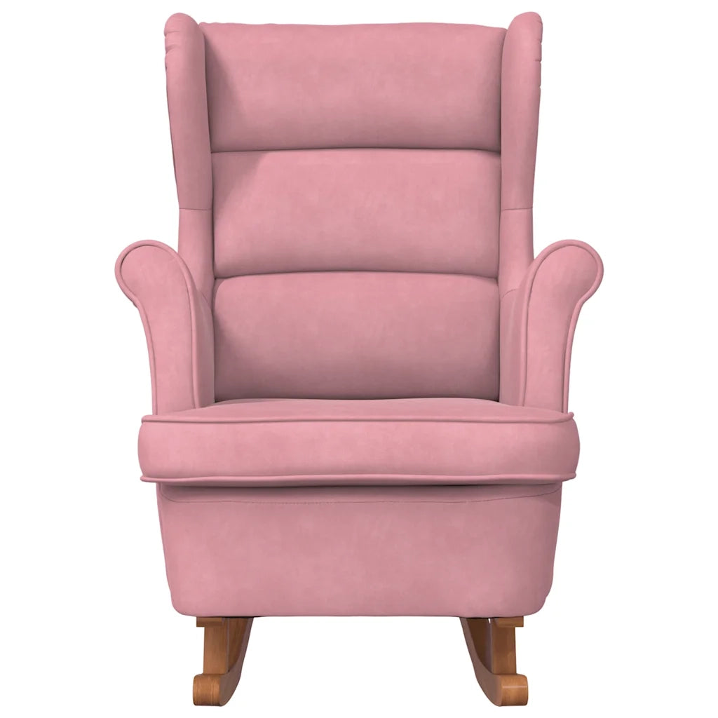 Sedia a dondolo con schienale alto in velluto rosso 329367