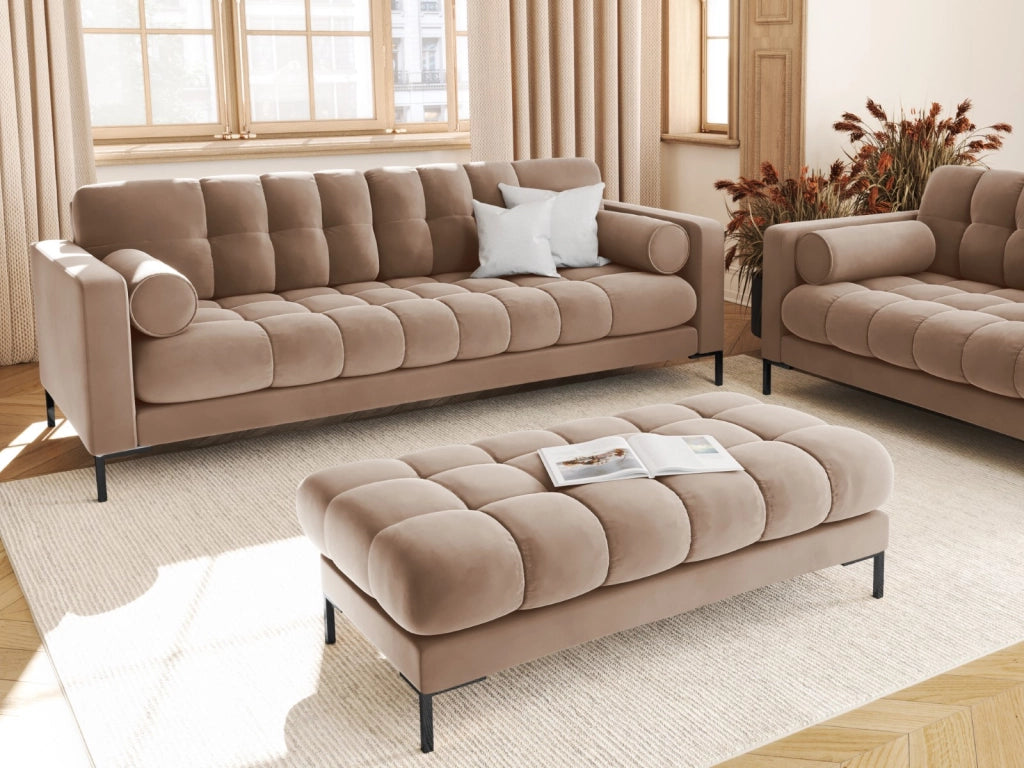 Cosmopolitan Design - Divano "Bali" 3 posti in velluto beige 