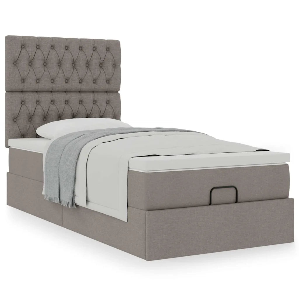 Struttura Letto Pouf con Materasso Tortora 80x200 cm in Tessuto 3313199
