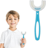 Set di spazzole per i denti 2 pezzi con setole di silicone morbide per bambini e bambini, 360 gradi U-vortice