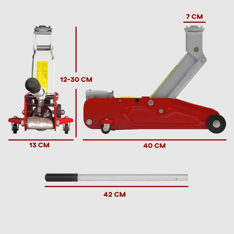 CRIC IDRAULICO 2 t 12-30 cm Acciaio Rosso