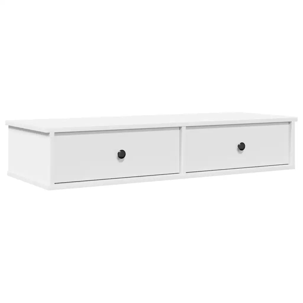 Scaffale a Parete con Cassetti Bianco 100x37,5x19 cm Truciolato 859959