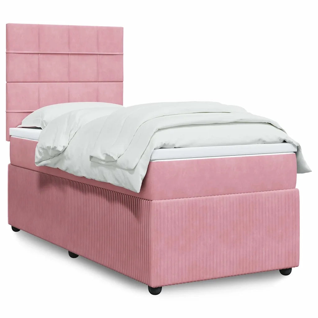 Giroletto a Molle con Materasso Rosa 90x190 cm in Velluto 3292219