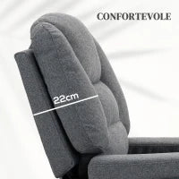 Poltrona Alzapersona Reclinabile con 8 Punti Massaggianti, in Tessuto Effetto Lino, 97x90x102 cm, Grigio