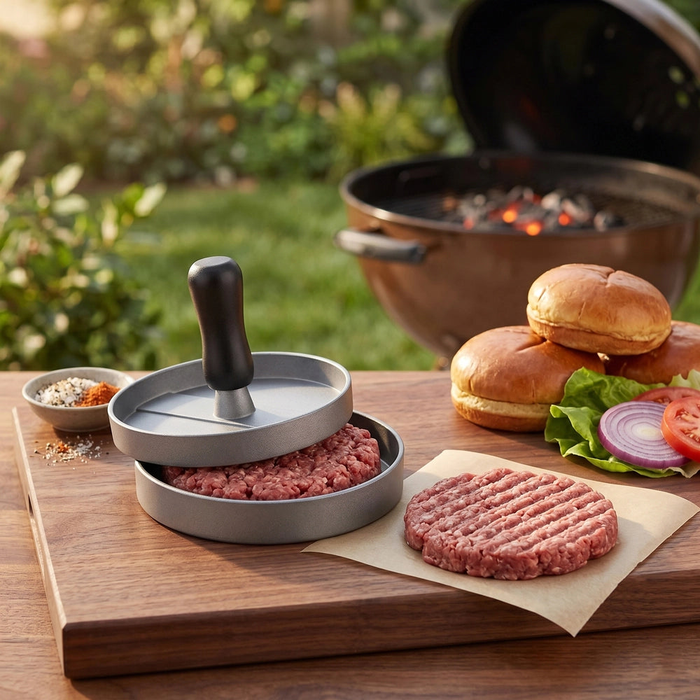 Pressa per hamburger in alluminio antiaderente 12x12x8.5cm