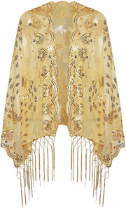 Stola con disegno di pavone - Retro copricollo - Pailletten - Copertura spalla - Stile anni 20 - Perfetto per occasioni festive - Sciarpa