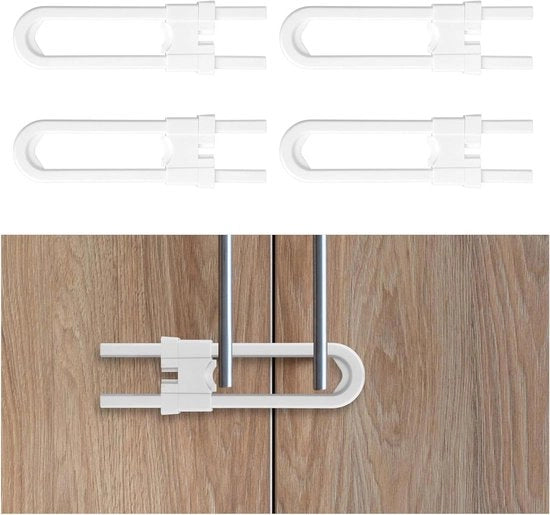 Blocco di sicurezza per porte con 4 punti di fissaggio - forma U - regolabile - installazione facile senza perforazione o adesivi