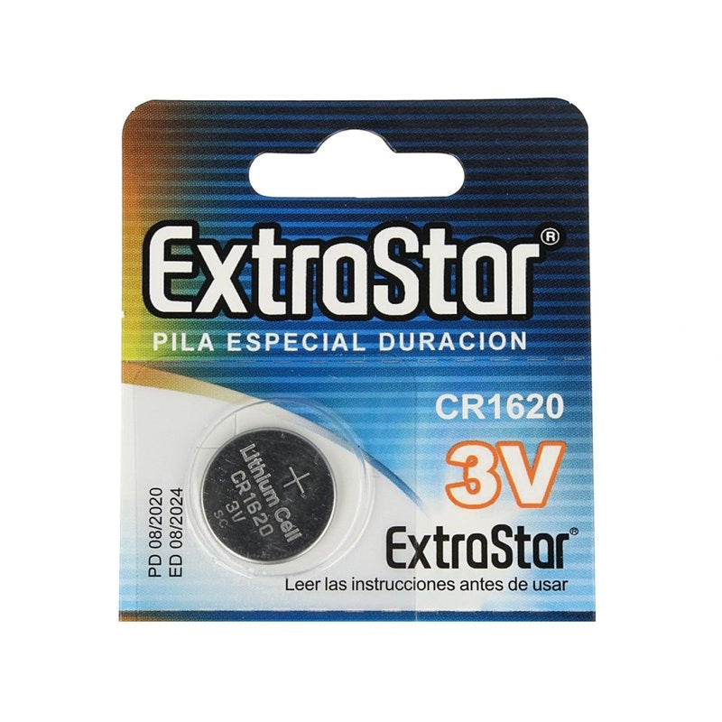 Pila Batteria A Bottone Extrastar CR1620 3V Confezione Da 5 Pile