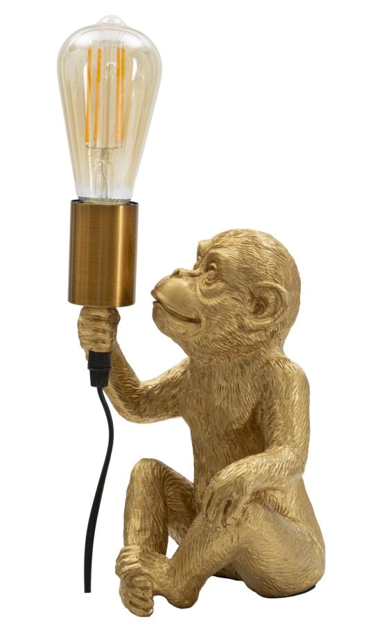 Lampada da tavolo con scimmia dorata 17x14x25cm Monkey