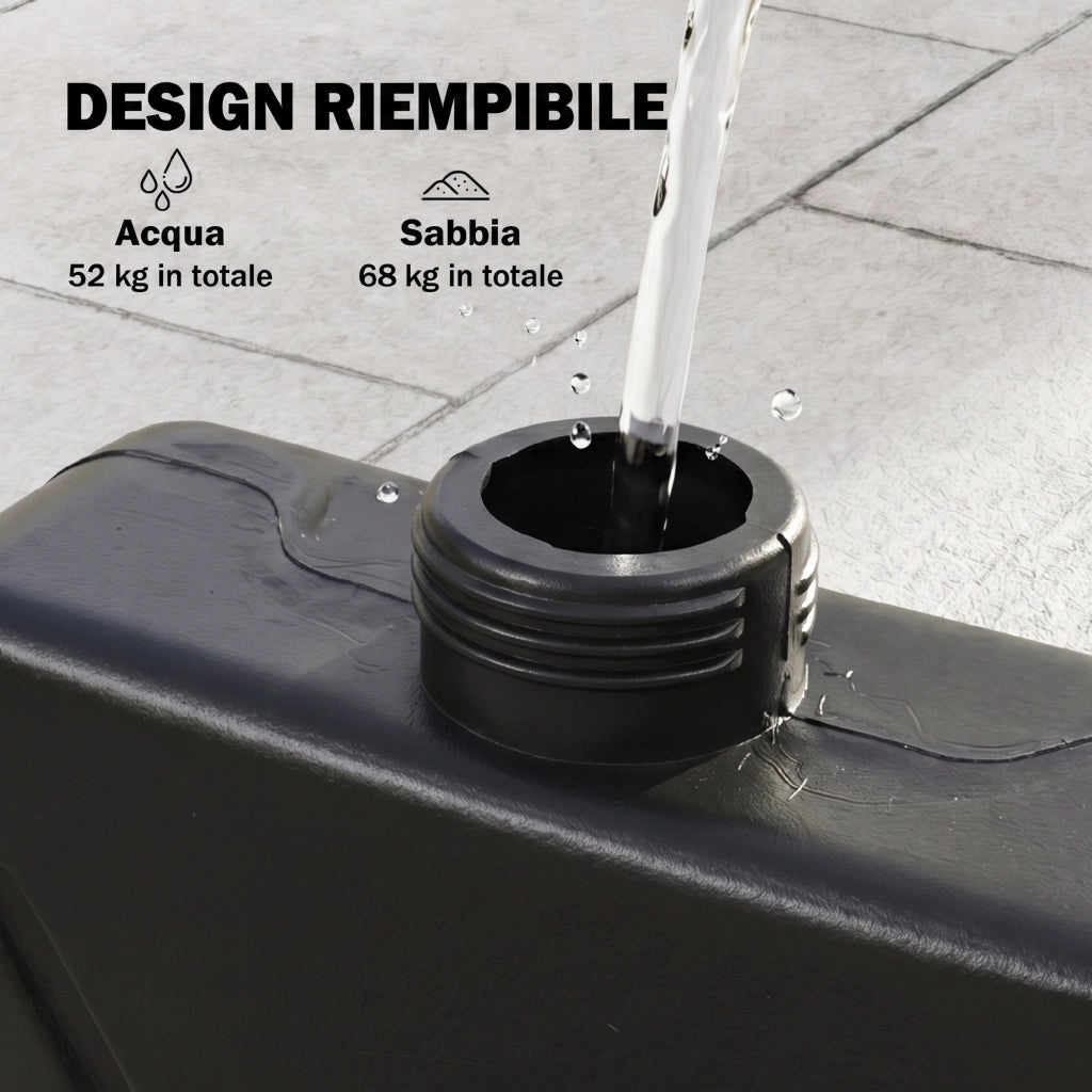 Base per Ombrellone a Braccio 4 Pezzi in HDPE ¨C zephmum ¨C Nero, 100x8 cm