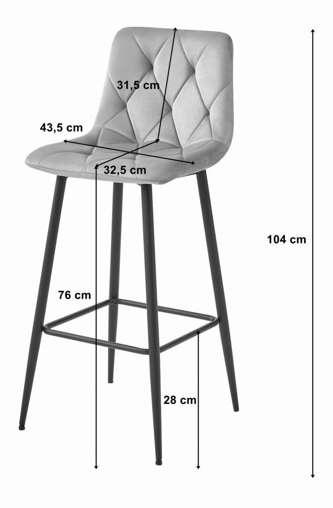 Sgabello da bar in velluto nero Valora KODA STOOL x2