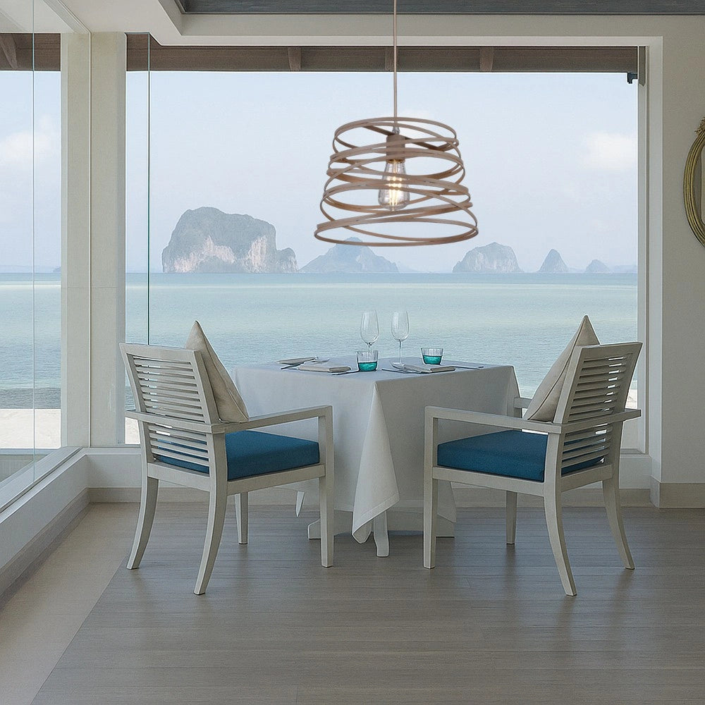Trade Shop - Lampadario A Sospensione Moderno Con Paralume In Metallo A Vortice Traforato Tortora A08 -