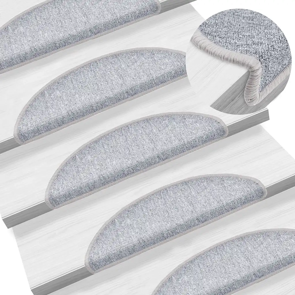 Tappetini per scale 30 pz 56x17x3 cm Grigio chiaro Semicircolari