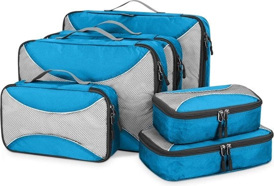 Set di viaggio, borse pieghevoli per abbigliamento, abbigliamento, scatola cubo, scarpe, borse da viaggio, bagaglio per vacanze, viaggi, blu, Modello Koffer