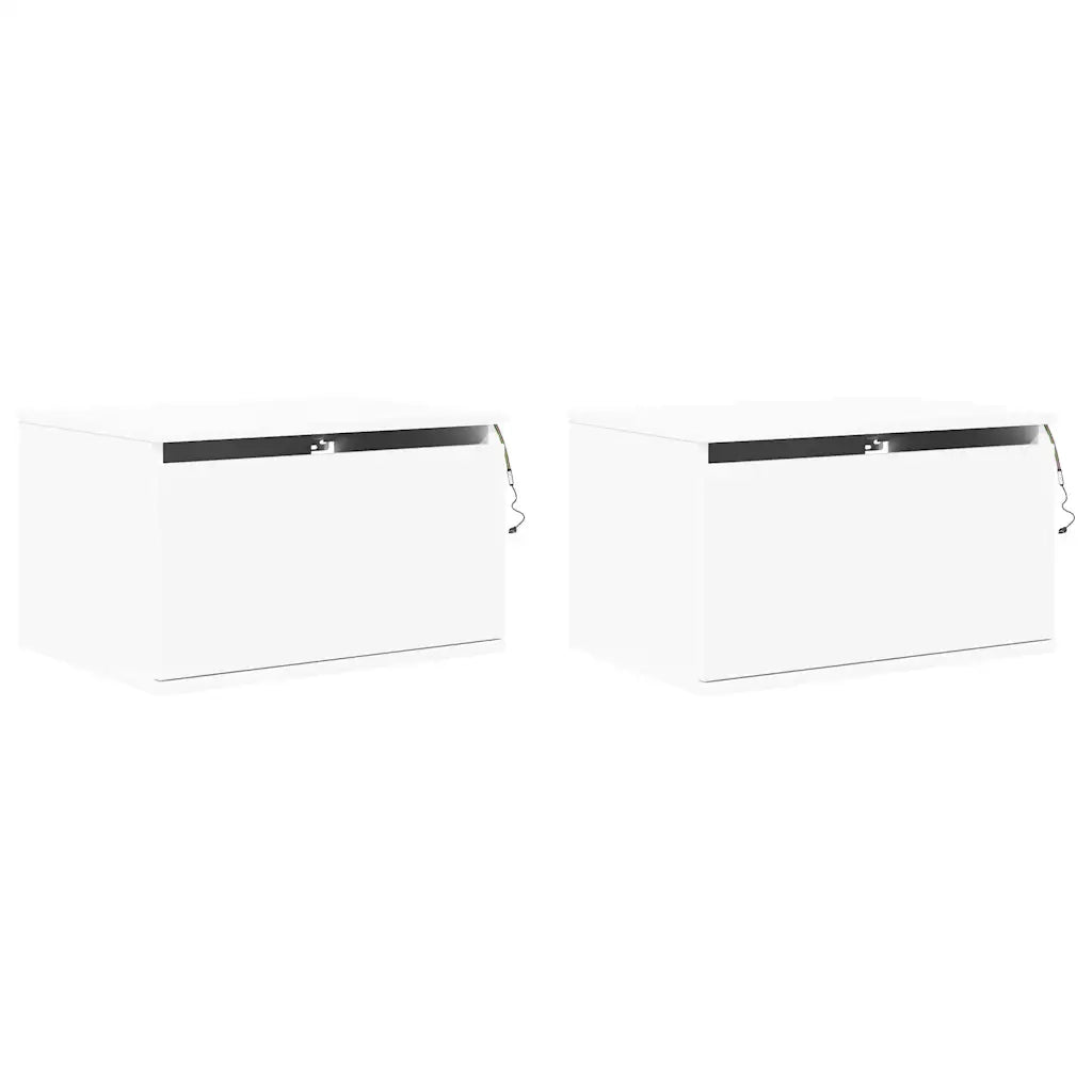 Comodini a Parete con Luci LED 2 pz Bianchicod mxl 108962