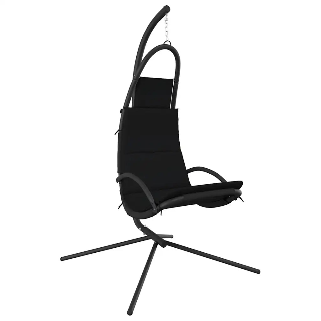 Sedia Dondolo Giardino con Cuscino Nero Tessuto Oxford Acciaio CFW4673850