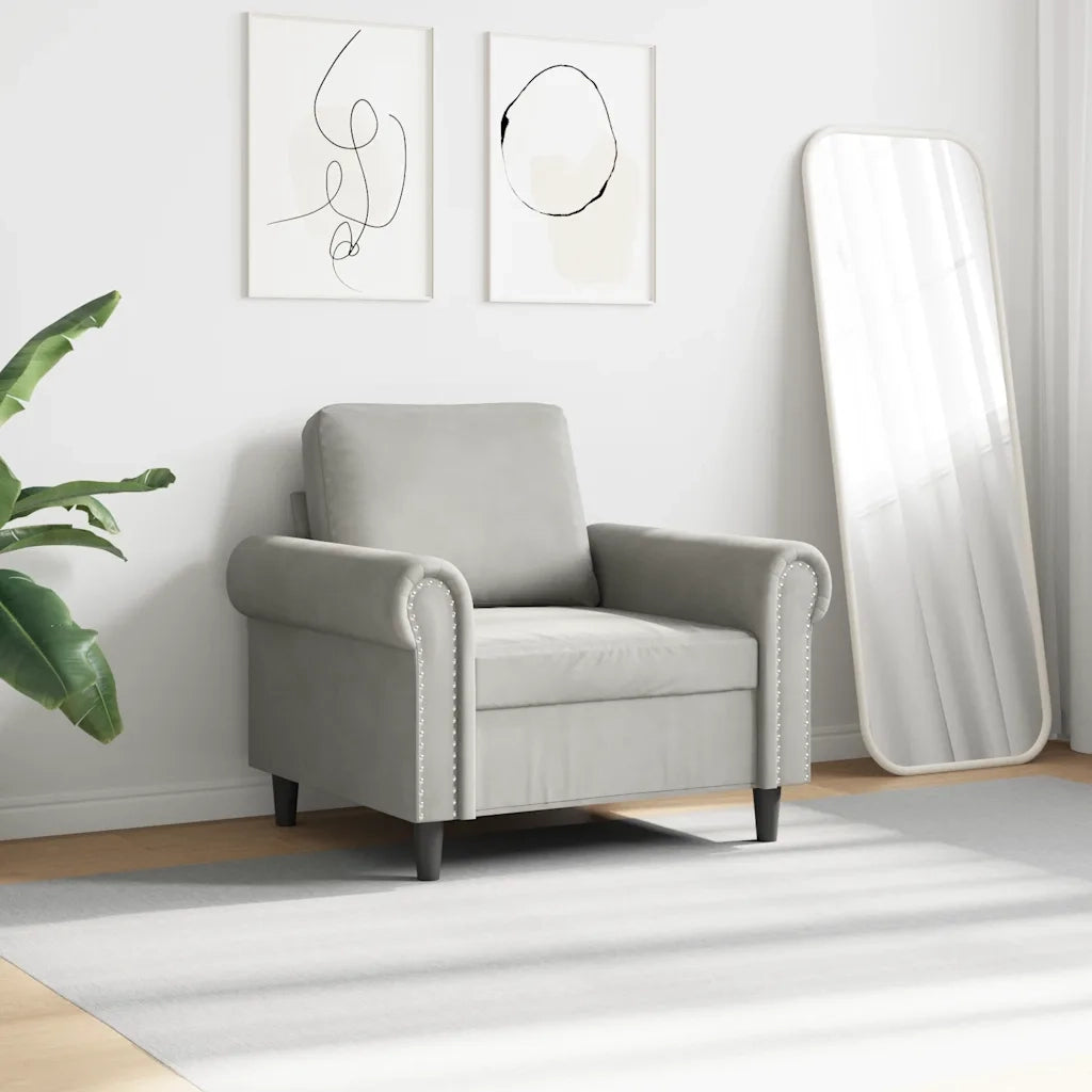 Poltrona-Divano Sedia Grigio Chiaro 60 cm Velluto 960457