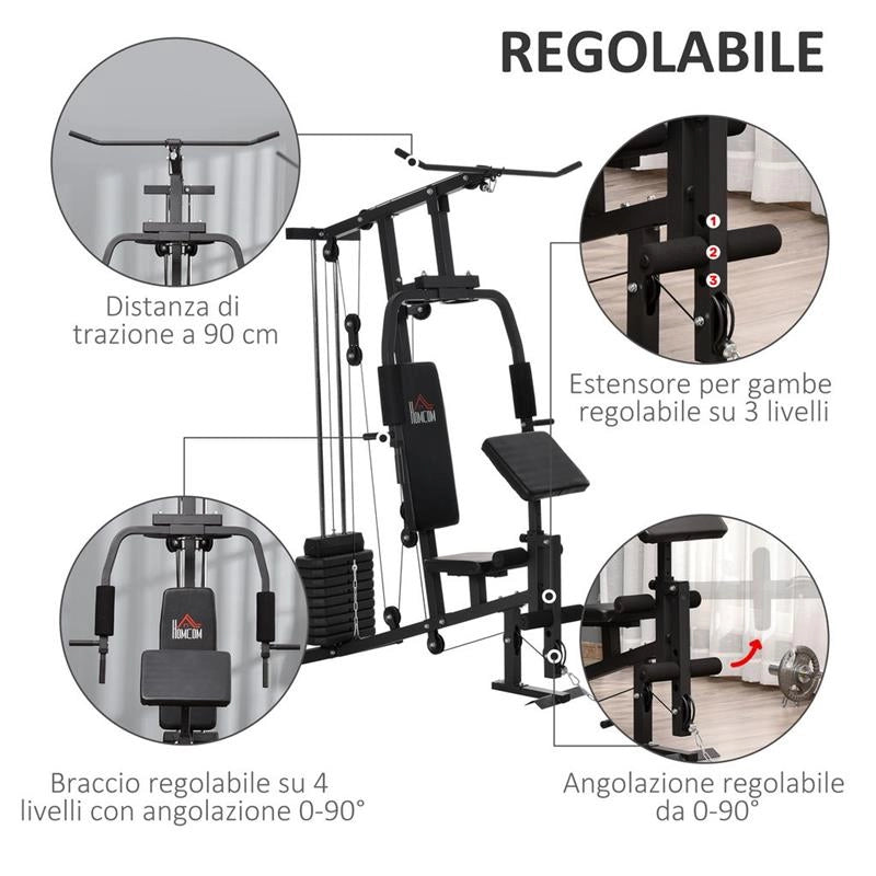 STAZIONE FITNESS ALLENAMENTO A CASA E PROFESSIONALE IN ACCIAIO148X108X207 CM