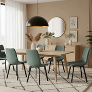 Set di 4 sedie da pranzo imbottite in tessuto acquamarina Grace con struttura in metallo facili da pulire | Duzzle
