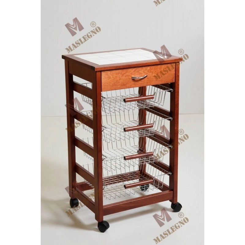 Carrello portafrutta Vesuvio con cassetto senza base - noce