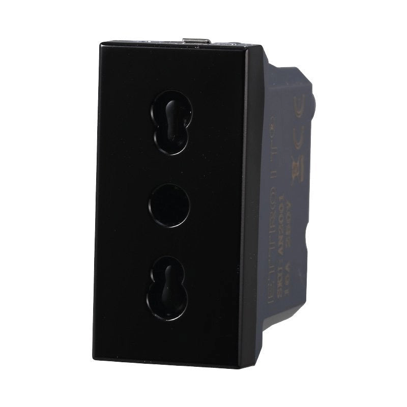 Presa Bipasso Bivalente 2P+T 10/16A Colore Nero Compatibile Con Bticino Axolute