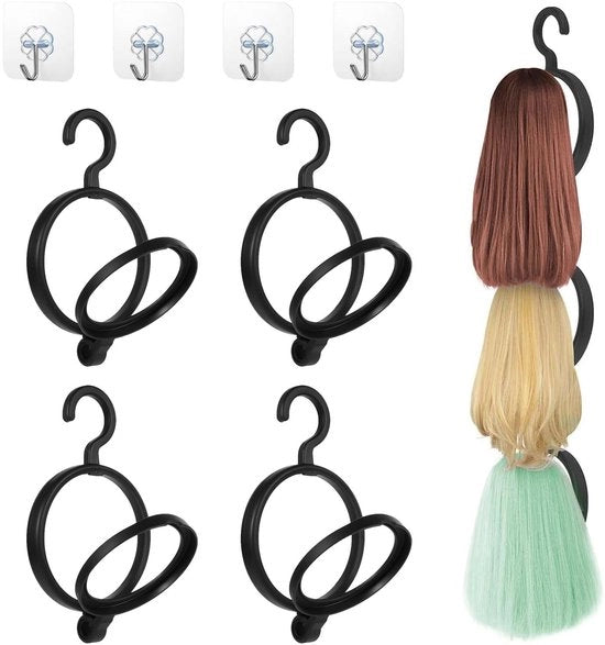 Standard per capelli 4 pezzi - Supporto per parrucca portatile - Progettazione spazievoluta - Materiale di alta qualità - Accessori per parrucche - Organizzatore con ganci - Supporto per parrucche