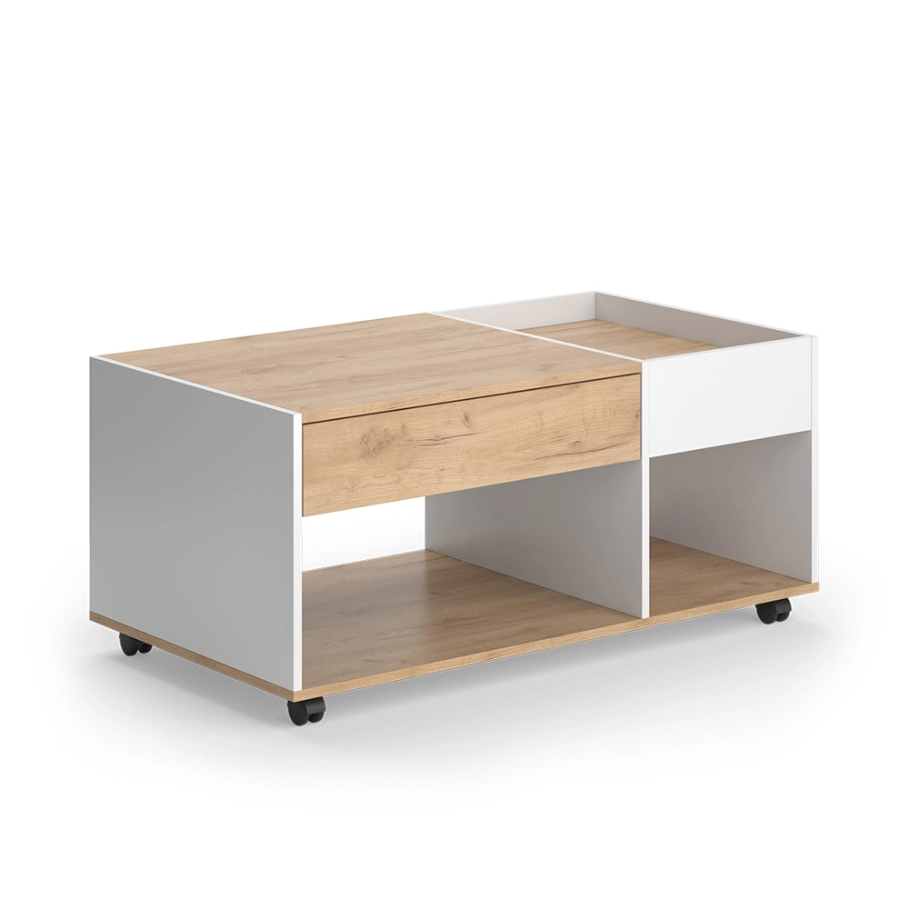 Vicco Tavolino Quercia dorata/bianco 110 x 60 cm con cassetto