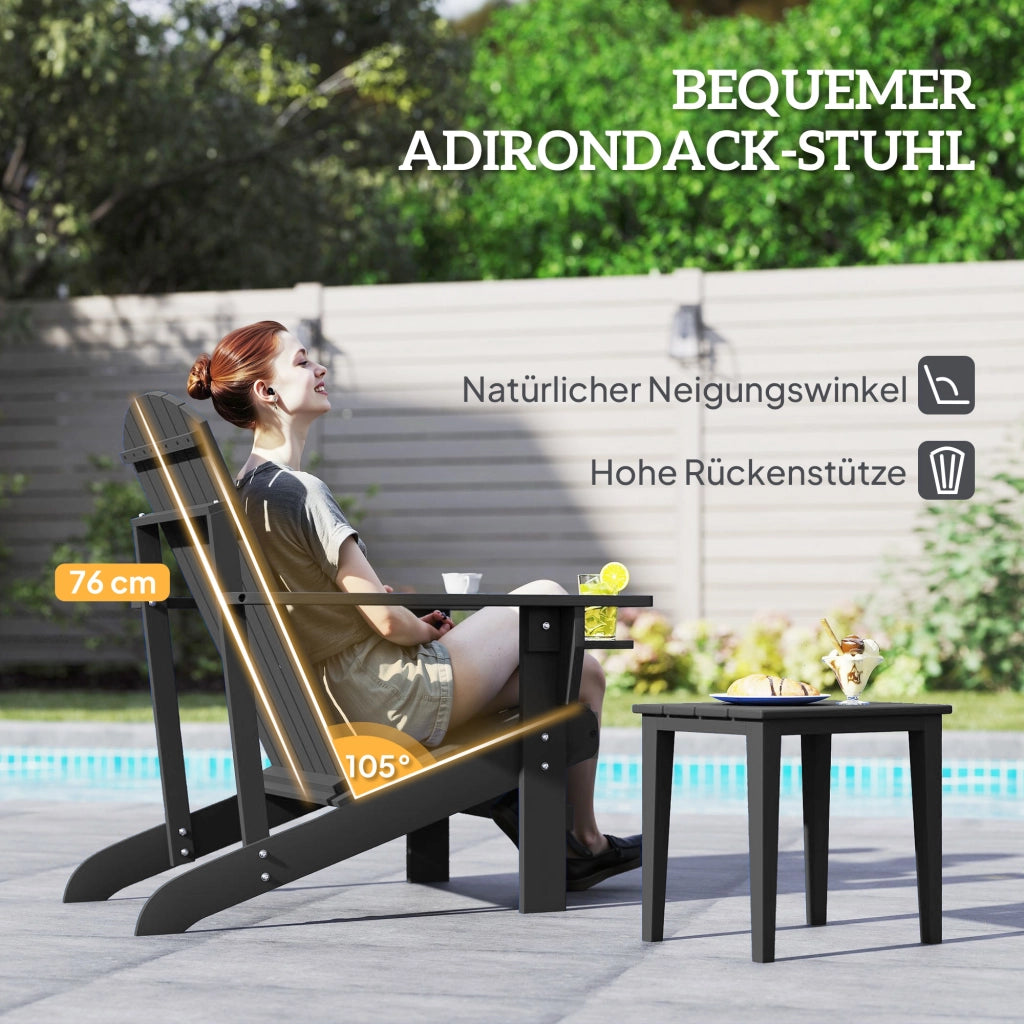Sedia Adirondack con portabicchiere ¨C zephmum ¨C Legno massello nero 72x95x93 cm